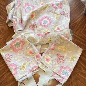 POTTERY BARN KIDS Samantha Full/Queen Duvet Cover Blue Pink Paisley Floral 82x85